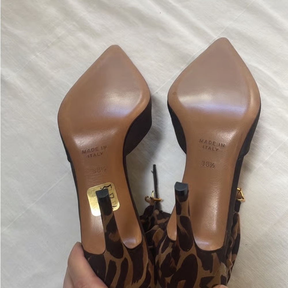 Rene Caovilla Black and Brown Heels with Leopard Bow - Picture 11 of 11